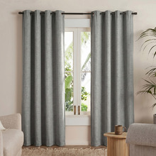 Ainslie Linen-Look Blockout Eyelet Curtains (Set of 2)
